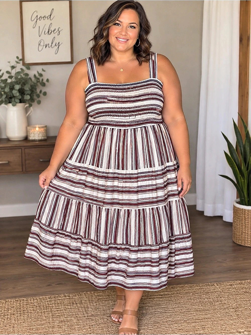 Terra & Sky Striped Midi Dress 4X NWT